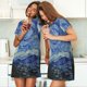 thumbnail image 4 of Easygdp The Starry Night Camisón de manga corta para mujer, informal, estampado, 4 of 6