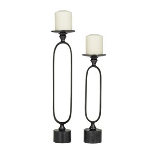 DecMode 2-Candle Black Aluminum Paper Clip Candlesticks
