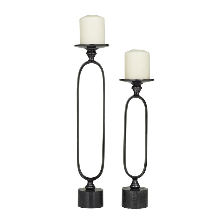 DecMode 2-Candle Black Aluminum Paper Clip Candlesticks photo 1