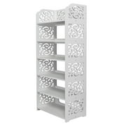 Ktaxon 6 Tier Decorative Carved Shoe Rack Shoe Shelf Closet Storage Organizer Shoe Space Saving for Entryway Bedroom Living Room, White Finish