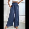 thumbnail image 4 of Pantalones Palazzo de para Mujer, de Pierna , Estilo Bohemio, de Cintura Alta, Informales, para Estar en Casa, para Vacaciones en la Playa. Azul Neblina M, 4 of 8