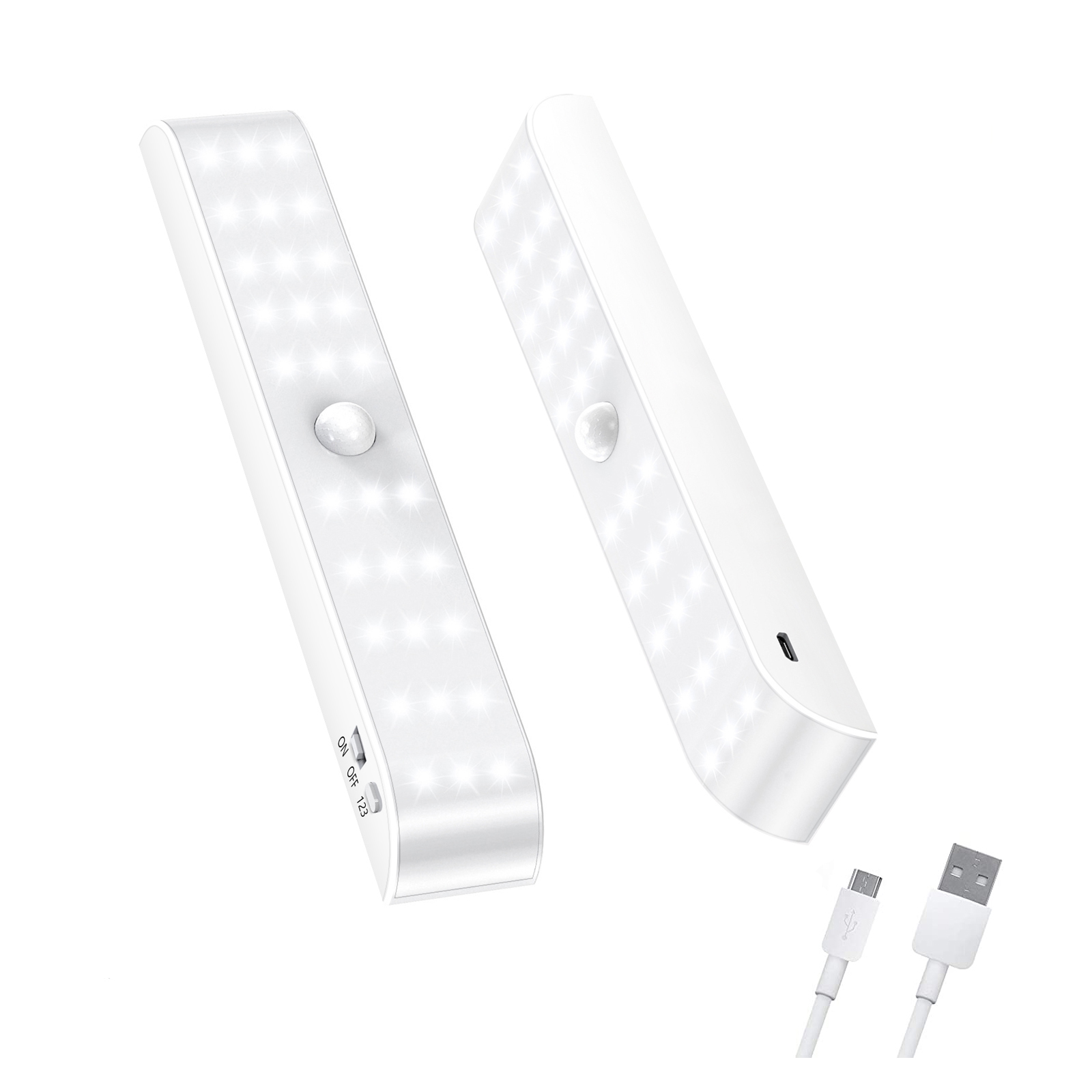 2Pack 30LED Closet Light, Super Bright Dimmer Rechargeable Motion Sensor Under Lighting