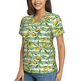 thumbnail image 2 of Zufioo Lemon Print Women's Classic V-neck T-shirt, V-neck Short-sleeved Tops Home Wear, Suitable for Daily Life, Work, Outdoors-XX-Large, 2 of 8