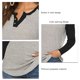 thumbnail image 5 of Mujeres manga larga T Camisas botón V Masajeadores de cuello color empalme casual Top para el desgaste diario negro S, 5 of 6