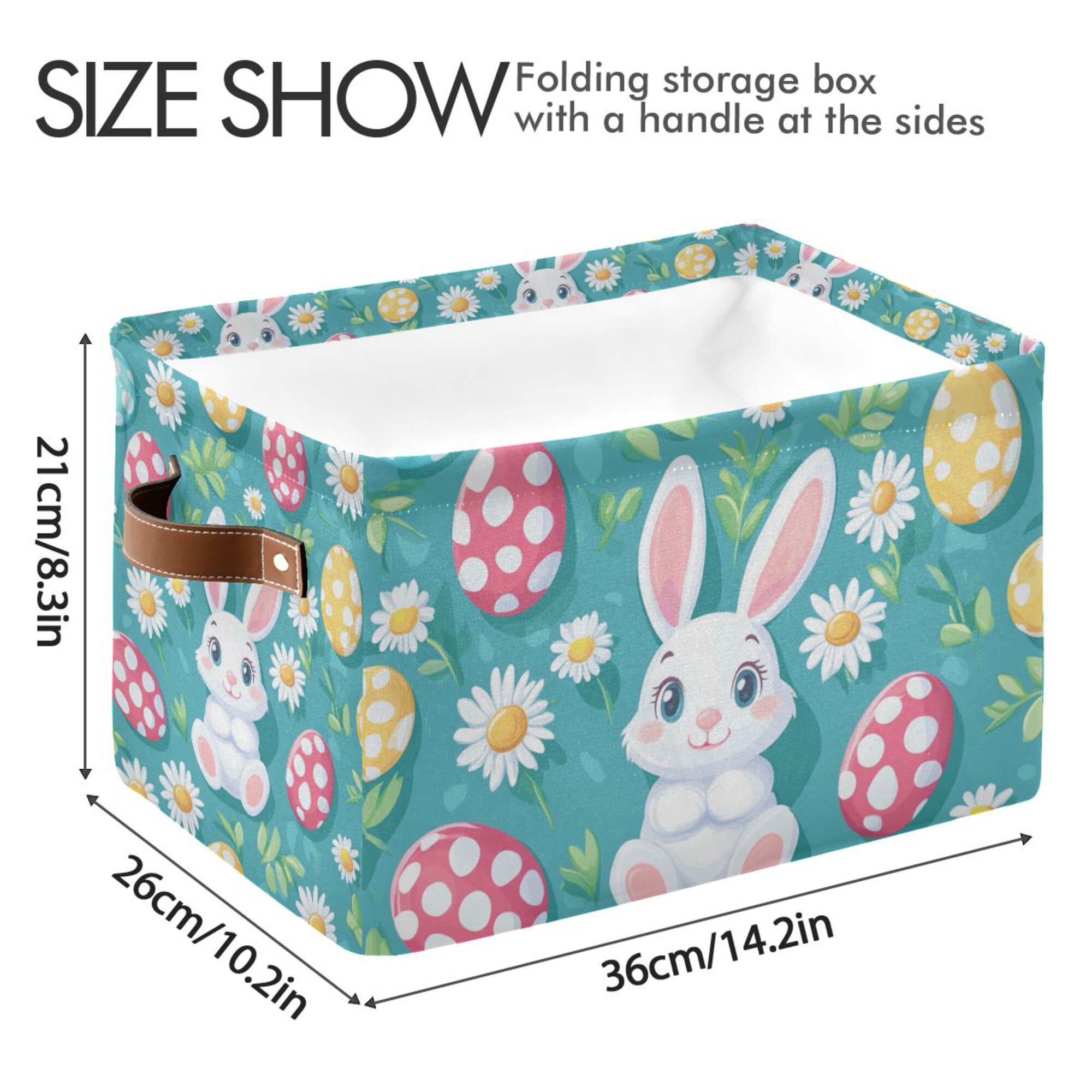 Yayeee 2 Pack Canvas Storage Basket with Handles for Shelves Fabric Bins Closet Organizer, Cartoon Easter Bunny