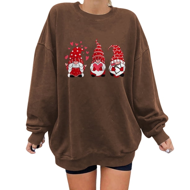 Moda mujer estampado o-cuello pulóver Tops manga larga cómoda blusa sudadera Pompotops gfhjh15965