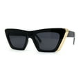 thumbnail image 2 of Womens Rectangular Thick Rim Gothic Cat Eye Plastic Sunglasses All Black, 2 of 4
