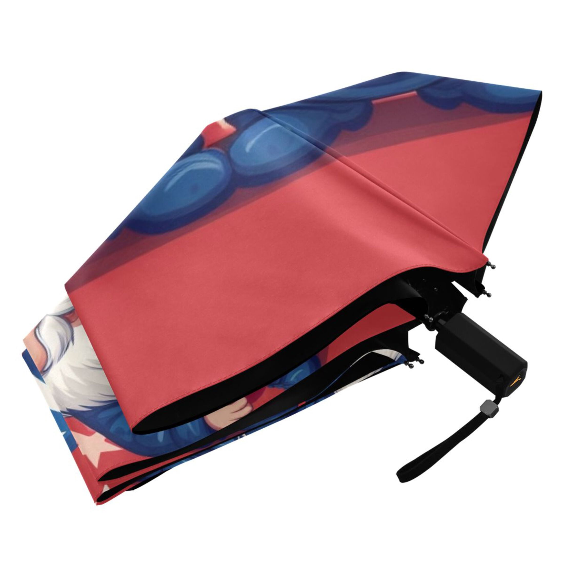 Dwarf with American Flag Hat Compact Sun Umbrella Windproof Travel Umbrellas for Rain Strong Portable UV Protection