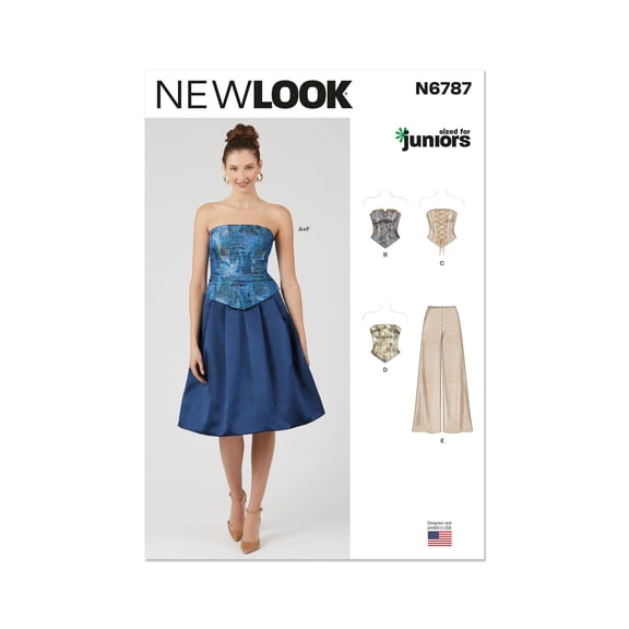 New Look Sewing Pattern 6787 - Juniors' Corsets, Pants and Skirt, Size: A (3/4-13-14)