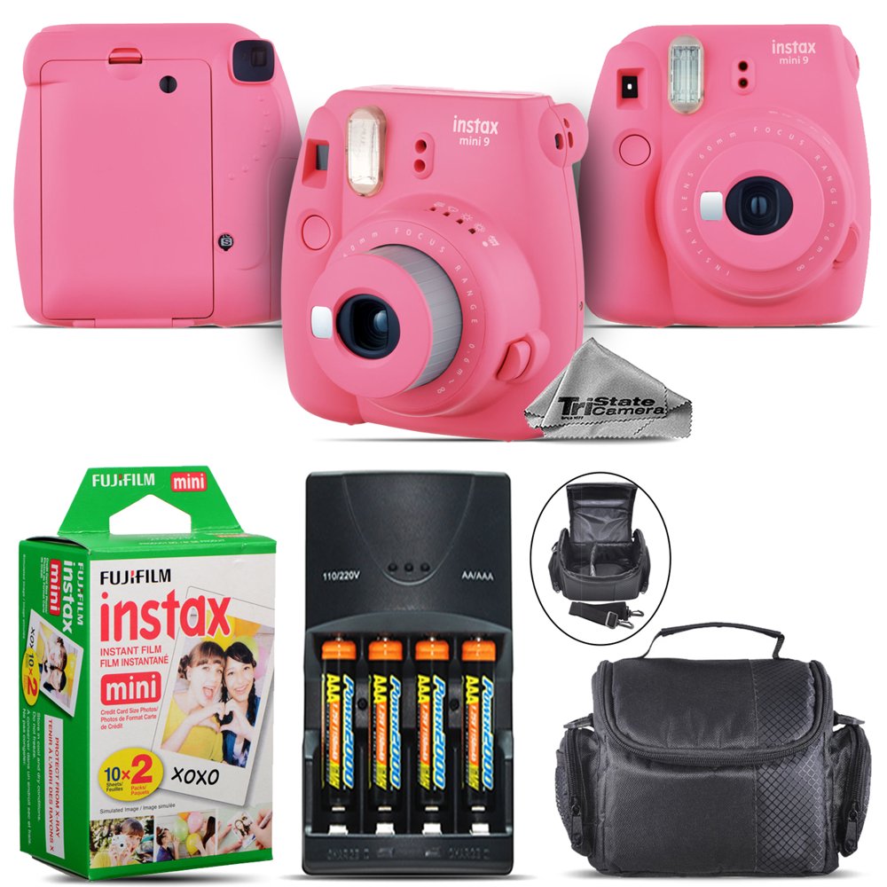 Fujifilm instax mini 9 Camera (Pink) + 4 Batteries + Large Case 20