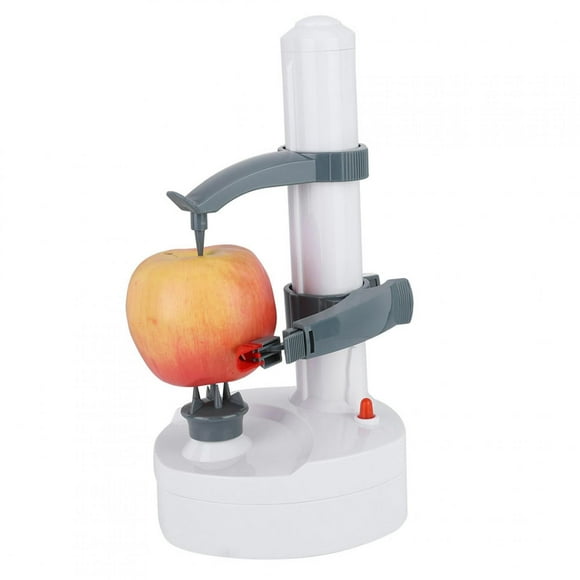 Pelador de verduras, pelador de papas eléctrico ABS y acero inoxidable Máquina peladora de frutas automática multifuncional para el hogar Máquina peladora de frutas Máquina de herramientas(Blanco)