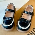 thumbnail image 4 of Piuwrlz Kids Closed Toe Shoe Girls Soft Soled Imitation Leather Shoes New Flat Heel Dress Ballet Flats Black Size 33, 4 of 6