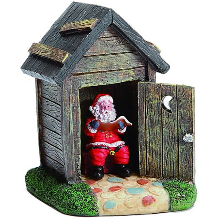 Holiday Time 4.25" Christmas Village Santa In Outhouse 