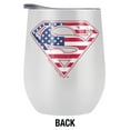 thumbnail image 2 of Superman Official USA American Flag Shield Logo 12 OZ Stemless Wine Tumbler, Stainless Steel Travel Cup|Lake Tumbler|Insulated with Leak Resistant Slide-Lock Lid, White, 2 of 7