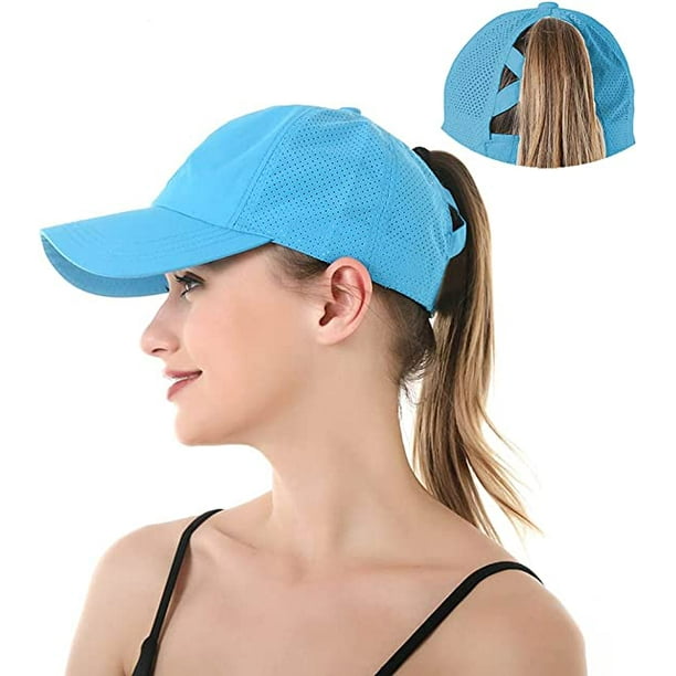 ShenMo Baseball Cap Women Men Unisex Summer Cap Sports Cap Ponytail Anti UV  Cap,Blue(Head Circumference : 57-58cm)