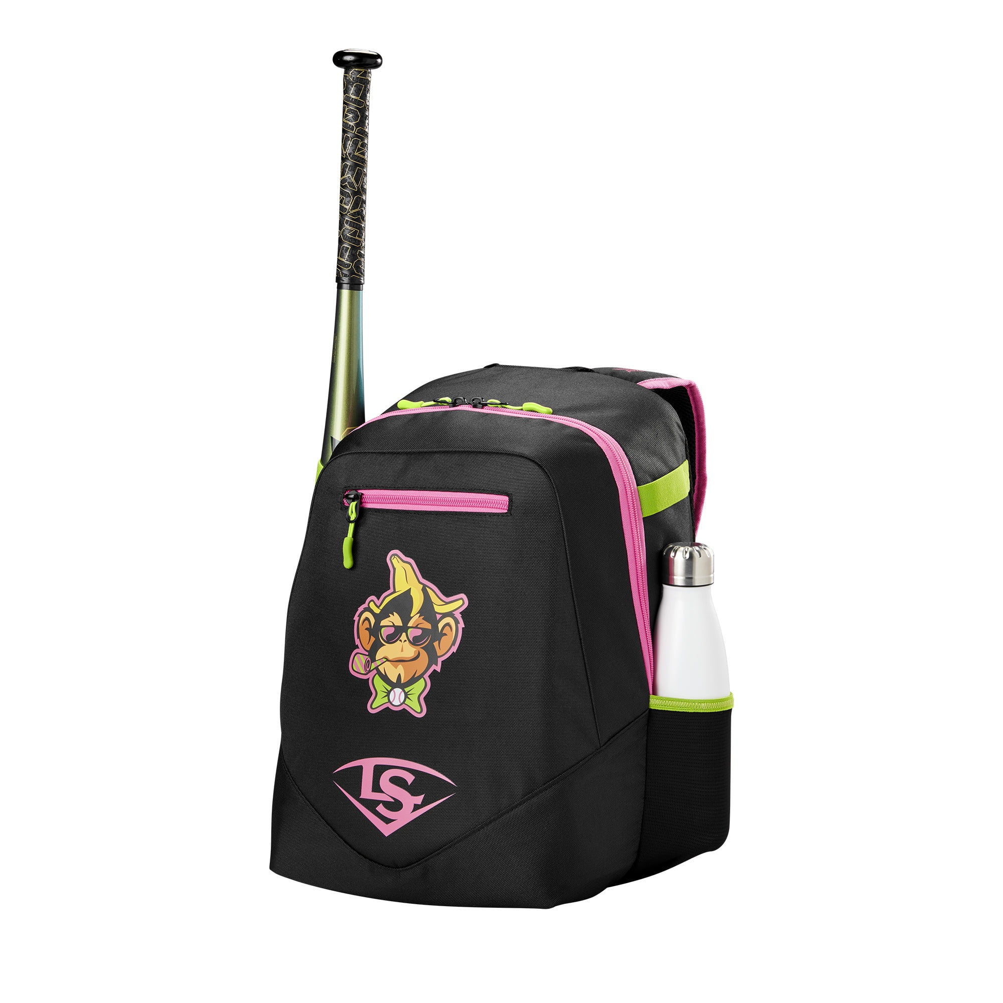 Louisville Slugger Party Animals Powerized Stick Baseball Bag - Hot Pink/Black, Holds Up to 2 Bats