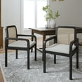 thumbnail image 2 of Tina's Home Rattan Black Dining Chairs Set of 2 Armchairs Wood Legs Removable Cushion Home Kitchen Restaurant, 2 of 9