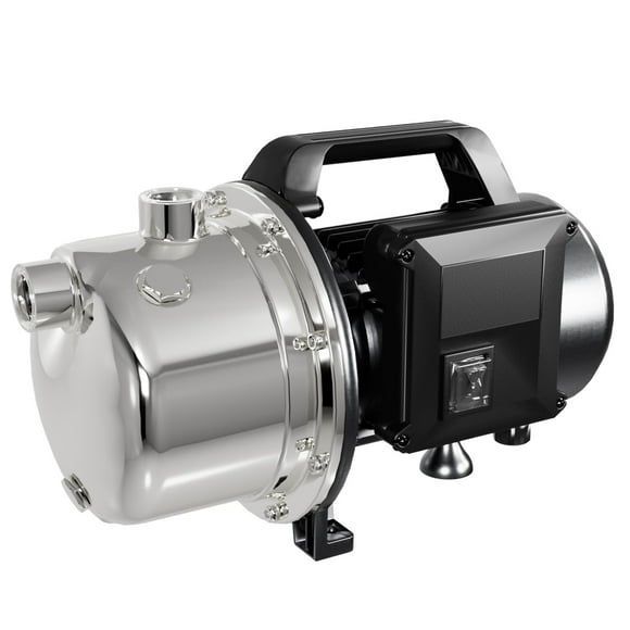 Lanchez 1 HP Shallow Well Pump Garden Pump Portable Stainless Steel Water Transfer Draining Irrigation Jet Pump for Water Removal Lawn Fountain Pump 1294 GPH 147 Feet Height