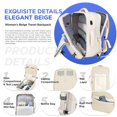thumbnail image 3 of Mochila de viaje DWQOO para mujer y hombre, grande, 40 L, con portátil de 17 pulgadas, color beige, 3 of 6