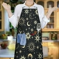 thumbnail image 6 of Black Gothic Sun Moon Star Pattern Apron-Garden Aprons for Women with Pockets-Cotton Linen Waterproof Kitchen Cooking Gardening Aprons Adjustable for Kitchen,Cooking,BBQ and Salon 33x27 Inch, 6 of 7