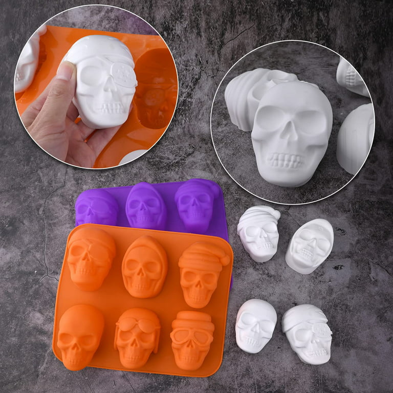Pompotops Up to 50% off! Halloween 6-piece Cake Mould Silicone Skull Baking  Cake Mould Large Skull Mould 