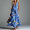 thumbnail image 2 of Lindreshi Summer Dresses for Women 2026 Women Casual Loose Printed Tank Dress Beach V-neck Pocket Sundress Sleeveless Dresses, 2 of 7