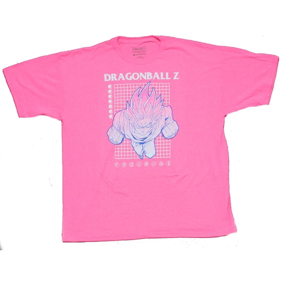 Dragon Ball Z Mens T-Shirt - Attacking Goku on Grid Under Name (3X-Large)
