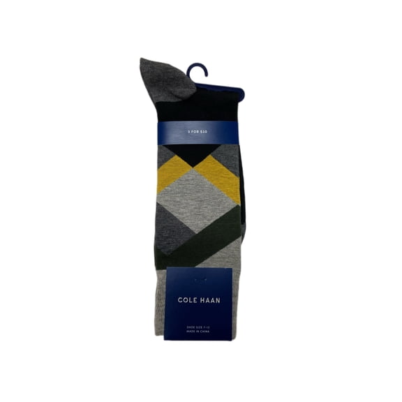 COLE HAAN Men's 1 Pair Crew Dress Socks, Multicolor, 7-12