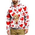 thumbnail image 3 of QATAINLAV Chandail à Capuchon avec Pochette pour Homme, Poche Kangourou, Chandails à Capuchon de la Saint-Valentin à Manches Longues, Chandail à Enfiler, Rouge, P, 3 of 6