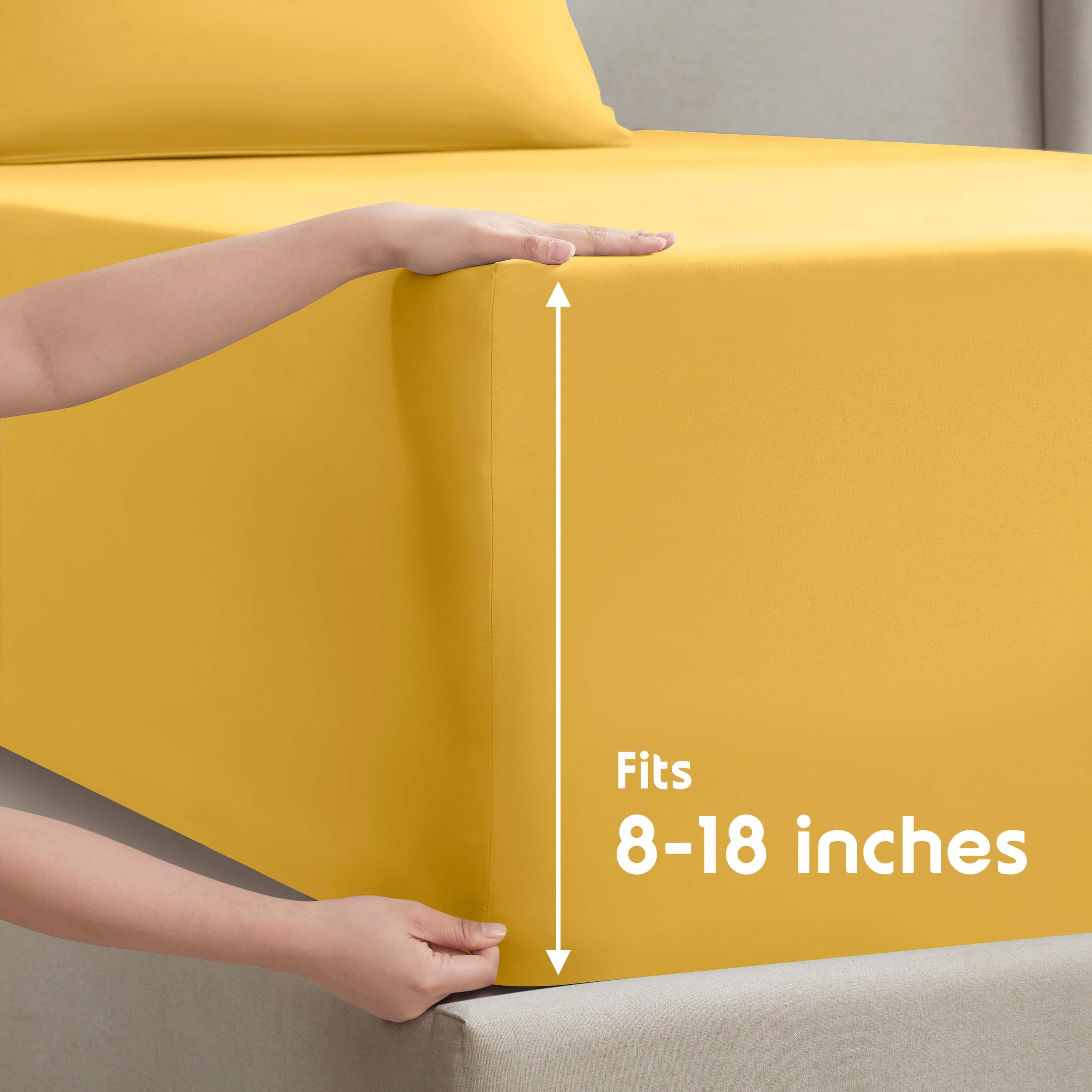 Lammaloe Split King Sheets Set, Hotel Style Deep Pocket 5 Piece Bed Sheets, Luxury Soft Microfiber Sheet Sets, Yellow
