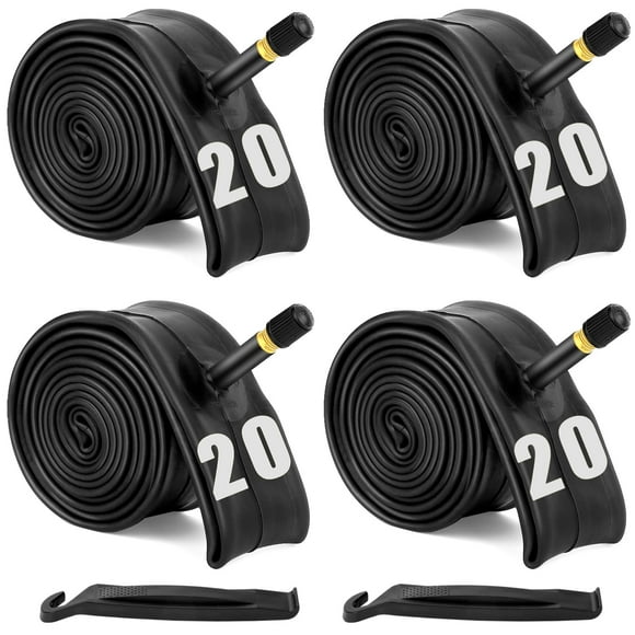 4 Pack Tubes de Vélo 16 Pouces"/ 20 Pouces"/ 24 Pouces"/ 26 Pouces" avec 2 Leviers de Pneu Valve Schrader pour Vélo 1.75/1.95/2.10/2.125 pour Route/MTB/enfants par Hydencamm