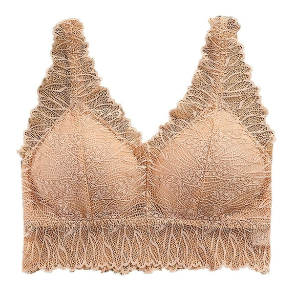 Bigersell Athletic Sports Bra Women Lingerie Lace Chest Tube Tops Backless Bra Camisole Underwear Short Size Lace Push-Up Bra, Style 2669, Beige