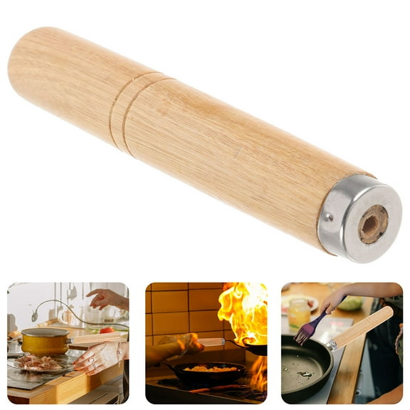 Niceauty Replacement Solid Wood Handle Heat Resistant Wooden Handles for Cooking 2Pcs