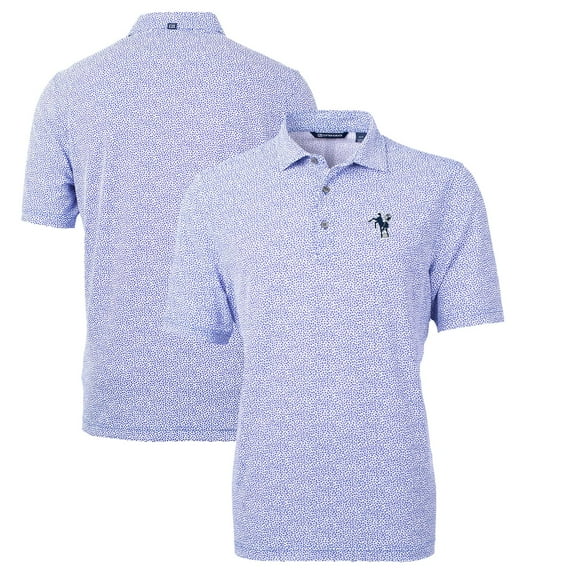 Men's Cutter & Buck Blue Indianapolis Colts Throwback Logo Virtue Eco-Pique Botanical Recycled Polo