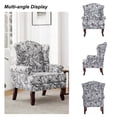 thumbnail image 3 of DREAMSIDEA Wingback Accent Chair for Living Room High Back Accent Armchair with Retro Wood Legs,Single Upholstered Chairs Reading Chair-Rococo Black, 3 of 4