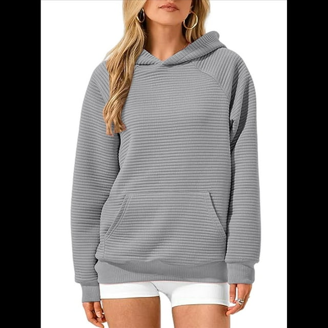 Sudadera con Capucha para Mujer, de Forro Extragrande, de Larga, Cómoda e Informal, Estilo Otoño 2025, Y2K Gris M