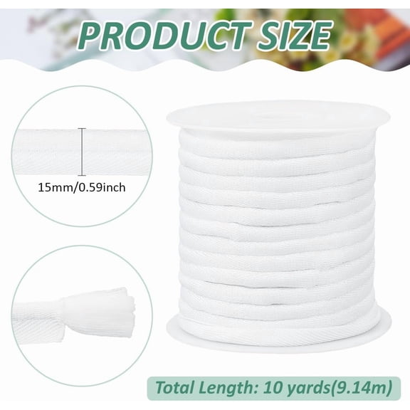 10 Yard White Piping Cord Trim 5/8 inch Polyester Bias Tape Piping Upholstery Piping Trim for Sewing Lip Cord Trim