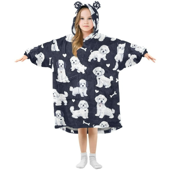 joogoo Wearable Blanket Hoodie for Puppy Bones Oversized Sherpa Hooded 3-14 YR M