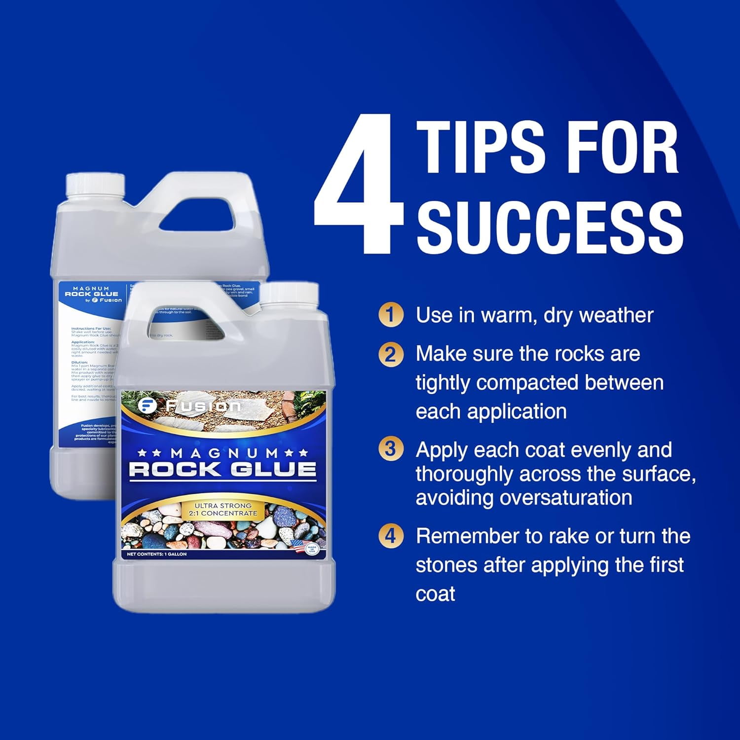 Fusion Magnum Rock Glue One Gallon Adhesive for Landscaping Rocks, Pea Gravel, & Pebbles