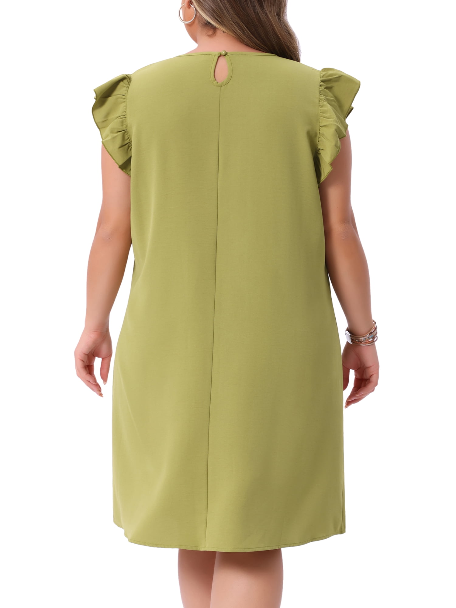 DARING DIVA Women's Plus Size Flare Sleeve Sleeveless Tank Dress 4X Green