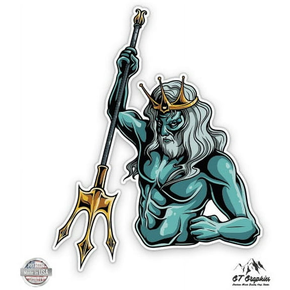 Poseidon - 3" Vinyl Sticker - For Car Laptop I-Pad Phone Helmet Hard Hat - Waterproof Decal