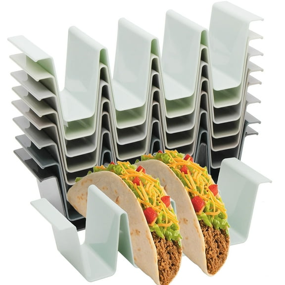 Youngever 8 Pack Plastic Taco Holder Stand, Dishwasher Top Rack Safe, Microwave Safe, Set of 8 Assorted Colors (Urban)