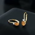 thumbnail image 3 of Gem Stone King 14K Yellow Gold Orange Red Madeira Citrine and White Diamond Leverback Earrings for Women | 0.87 Cttw | Gemstone November Birthstone | Oval 6X4MM, Round 2MM | 3/4 inch, 3 of 4