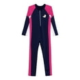 thumbnail image 3 of YONGHS Kids Girls One Piece Rash Guard Swimsuit Long Sleeve Water Sport Surfing Diving Swimwear Navy Blue 5-6, 3 of 7