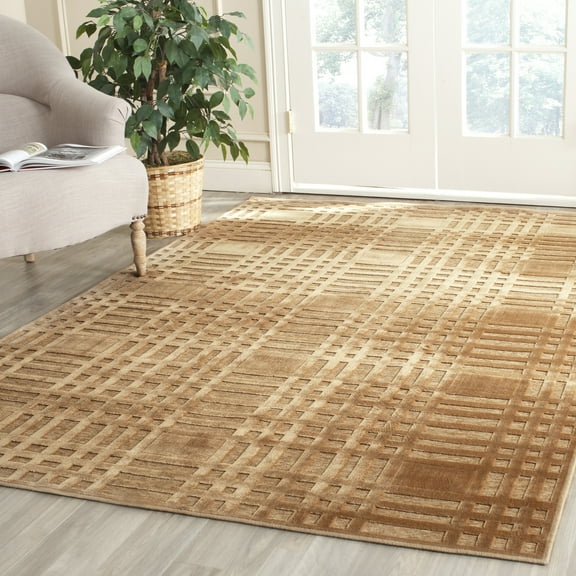 SAFAVIEH Paradise Chandler Geometric Plaid Area Rug, Taupe, 5'3" x 7'6"
