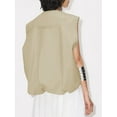 thumbnail image 4 of Womens Casual Zip Up Vest Cargo Oversized Ruched Hem Sleeveless Jackets Tops Khaki XXL, 4 of 6