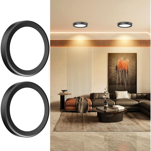Lámparas para Recámara 15cm 3000K 12W Paquete de 2, Lámpara de Techo LED para Baño, Redonda Plafon Modernas para Cocina/Pasillo/Armario/Baño/Sala (Luz Cálida-Negro-Paquete de 2)