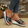 thumbnail image 2 of Dakaela Women's Platform Wedge Sandals Open Toe Slip on Slides Comfortable Summer Walking Shoes, 2 of 8