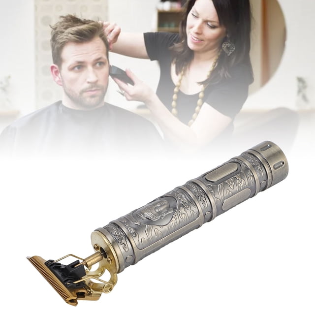 Hair Clipper Set, Cordless Ergonomic Barbers Beard Trimmer with 4 Lengths Guide Combs for Home Gold