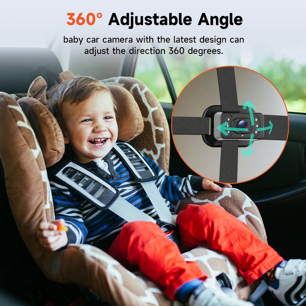 Podofo 6.86'' Baby Car Camera for Seat HD Bual Rear Facing for Baby, Car Camera for Baby Night Vision Wide View Angle Reusable Sucker Bracket, Easy Install 360° Adjustable